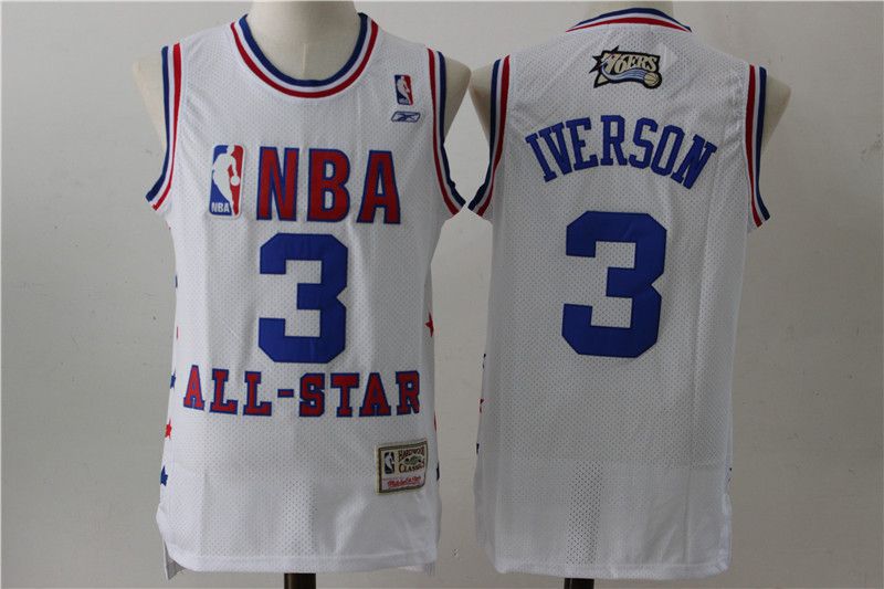 Men Philadelphia 76ers #3 Iverson White All Star NBA Jersey